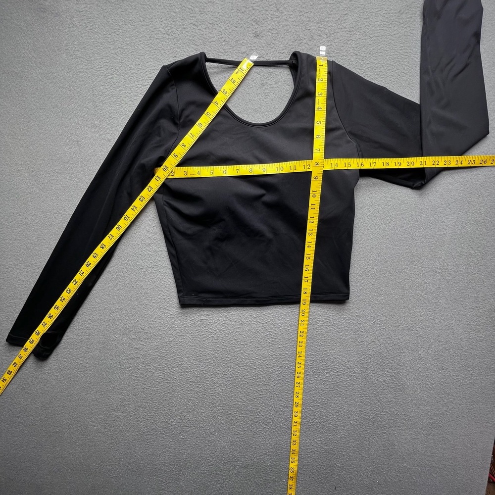 LINC Women Long Sleeve Top Nylon Spandex Black Large Athleisure Open Back - Picture 4 of 8